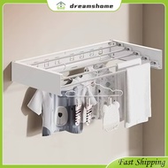 Stainless Steel Telescopic Clothes Drying Rack Folding Wall-Mounted Hidden Towel Rack Storage Rack