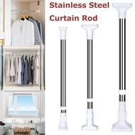 Stainless Steel Multifunctional Curtain Rod Extendable Tension Rod Cloth Rail Bathroom Anti-slip Adjustable Curtain Rod