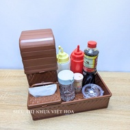 Khay Ống Đũa Đa Năng Có Nắp Đậy TLO79 Khay Muỗng Đũa Và Gia Vị Quán Ăn Có Nắp Đậy