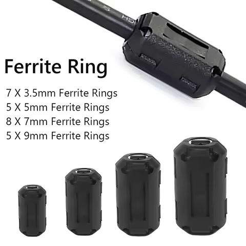 25Pcs Clip On Ferrite 3.5mm/5mm/7mm/9mm Ferrite Core Ring Clamp Kit Clip On Cable Connector Anti-Jam