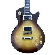 Gibson electric guitar with HH pickup, flame wood veneer, mahogany body, chrome hardware, 22 frets, 
