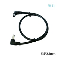 Will DC5521 to DC5521 Cable Cord 18AWG Male DC5 5mmx2 1mm Right Angle Power Adapter Wire for LED Lig