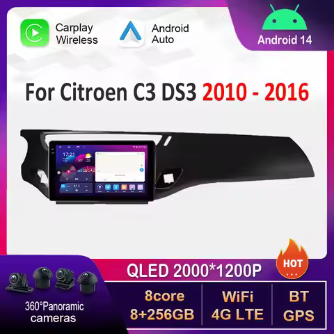 Car Video Multimedia player DSP Stereo for Citroen C3 DS3 2010 - 2016 Android 14 System GPS Navi WiF