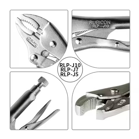 RUBICON Tool Locking Pliers with Wire Cutter and Curved Jaw CR-V Steel Adjustable Clamping Plier RLP