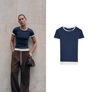 2025 imported Genuine Cabinet 169! ZARAˉ New Womens Fashion Casual Basic Double-layer Slim Crew Neck