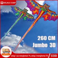 Layang Layang Naga Besar 3D Layangan Elang Naga Jumbo 3D Naga Merah Layangan Motif  / 50m Rollan benang