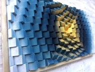 3D 木牆藝術 - 藍金辦公室裝飾 - 音樂室 - 吸音板擴散器