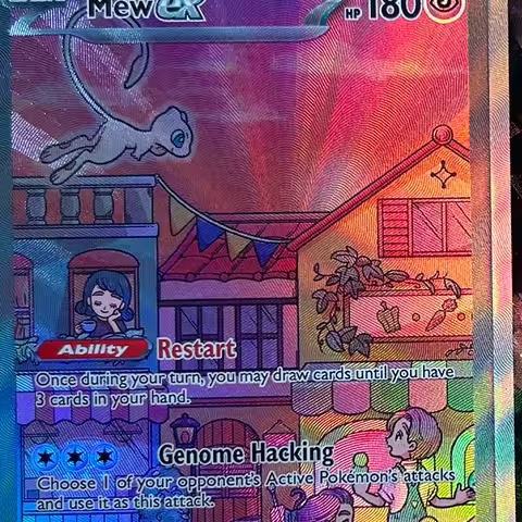 2Pcs/set Anime PTCG Collection Card Mew Mewtwo SVP English 052 053 Refractive Color Flash Card Textu
