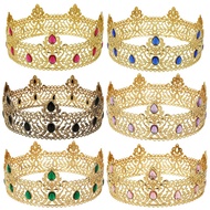 Metal Male Unisex Crown Royal King Crown Kids Full Round Crown for Men Children Birthday Prom Events