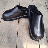 黑色皮鞋，皮木屐，手工鞋，定制生日禮物