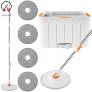 Spin Mop Bucket Set with Wringer Round Self Wash Spin Mop Set Rotatable Mop and Bucket Set with 4 Mop Pads Hand-Free  SHOPTKC3220