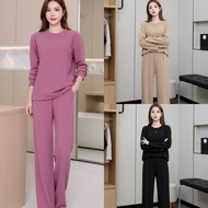COD Korean Set Of 2 Embroidered Women's Airplane Long-Sleeved Long-Legged Airport Shirt And Pants Ai