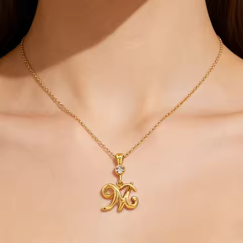 Custom Initial Gold Necklace 26 Letters January to June Birthstone Pendant Dainty Name Necklace Pers