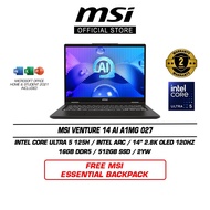 MSI Venture 14 AI A1MG 027 (14" 2.8K OLED 120Hz/U5-125H/16GB DDR5/512GB SSD/Intel Arc/Win11/Ms Offic