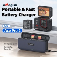 aMagisn Fast Charge Battery Charger for Insta360 Ace Pro 2 Portable Battery Charging Case With SD Ca