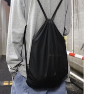 Plain Black Drawstring Bag, Very Thick Taslan Fabric