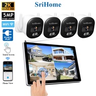 (5MP) SriHome NVS010-IPC056 NVR WiFi Touch Screen Monitor 4-Channel Wireless Security System + 4PCS 