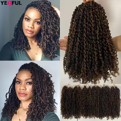 8"12" Short Yanky Twists Crochet Hair Ombre Blonde 1B H 30 4 27 Bug Colors Micro Yanky Twist Crochet