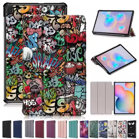 For Samsung S6 Lite Case 10.4 inch Fashion Paint Hard Smart Leather Cover For Funda Galaxy Tab S6 Li