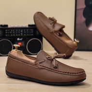 Peas Shoes Men 2025 Lazy Leather Shoes Business Casual Loafers Live Men's Shoes 1.5