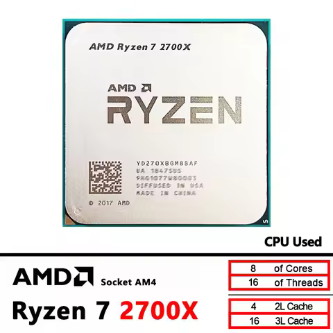 AMD Used Ryzen 7 2700X R7 2700X 3.7 GHz GAMING Zen+ 16M 105W YD270XBGM88AF Socket AM4