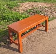 Sukthongแพร่ ม้านั่งยาวไม้สักแท้ 2in1 โต๊ะวางของ 40x100สูง45 ซม.โต๊ะญี่ปุ่น โต๊ะกลาง ม้าหัวโล้น สีสักน้ำตาลส้มเคลือบเงากันน้ำกันรอย SUKP-310
