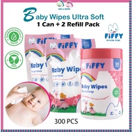 FIFFY ULTRA SOFT BABY WIPES COMBO PACK Tisu Basah (1 CAN+ 2 REFILL PACK) 98-032