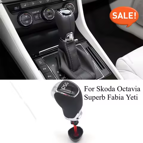 Alcantara Leather Piano Paint Black DSG Gear Shift Knob Interior Parts Accessories For Skoda Octavia