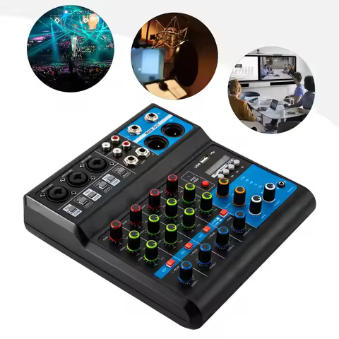 5-Channel Mixing Console Live Studio Audio DJ Mixer Sound Board USB, Bluetooth Reverb Mini Mixer Ste