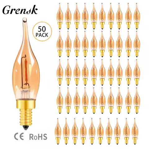 Dimmable C22 LED Filament Bulb E14 0.5W Amber Decorative Night Light Candle Light Ampoule Candelabra
