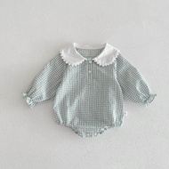 Baby Girls Newborn Jumpsuit Peter Pan Collar Ready Stock Dra Áo Sơ Sinh Bé Gái Cổ Peter Pan Quần Áo 