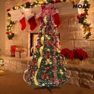 [ Foldable Christmas Tree,Lighted Xmas Tree,6 Ft, Easy Assembly Tree , Christmas Tree for Indoor Home