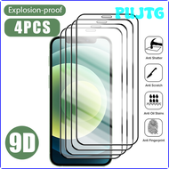 PUJTG อุปกรณ์ป้องกันหน้าจอขนาดเล็กกระจกนิรภัยสำหรับคลุมทั้งหมด iPhone 13 11 Pro Max 12 13สำหรับ iPhone 14 Plus 6S 7 8 XS X XR Glass GSAER 4ชิ้น