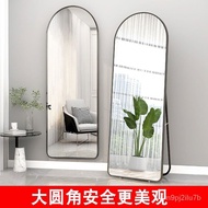 Light Luxury Aluminum Alloy Hallway Bedroom Arch Mirror Girl Dressing Mirror Home Wall Mount Floor Thickened Full-Length
