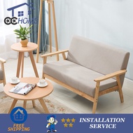 CCJJHZ Solid Wood Minimalist Sofa 3 Seater Wooden Sofa Living Room Fabric Single Seat Double Seat Sofa