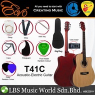Evo T-41C Cutaway Body Acoustic Electric Guitar 41 Inch with Bag and Accessories (T41C T 41C)
