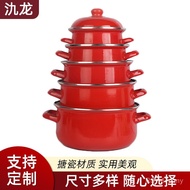 Wholesale Stew Pot Noodle Cooking Non-Stick Pot Casserole Soup Pot Big Red Double Ear Hot Milk Ename