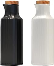 Danmu 2 Pack a Set Ceramic Oil and Vinegar Soy Sauce Maple Syrup Dispenser Bottle Jar for Kitchen 270ml / 9oz (Black + White)