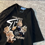Labubu Print T Shirt, Bubble Mart Basic Series, Trendy Korean Style, Women's Oversized T-Shirt, Late