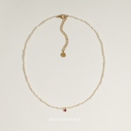 (18K gold plated) Bloomsnoon สร้อยคอมุกจี้เพชร Petite Pearls Necklace