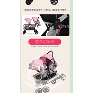 Travel Twin Baby Stroller Double Baby Stroller Lightweight Reclining Stroller Seat Children Stroller