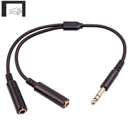 Audio Cable 6.35 mm Male to 2 6.35 mm Female Audio Adapter Cable 1/4 6.35mm Plug to Dual 6.35mm Y Sp