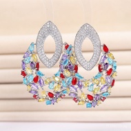 Light Luxury2023Spliced Geometric Zircon New Versatile Irregular Stud Earrings Personality Odina Sty