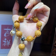 Original Monkey Head Single Circle Bracelet with Olive Stone Agate Dzi Beads Nesuke Guagua Wenwan Bu