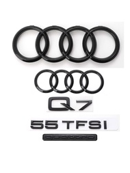AUDI Q7 2016-2024 4Ring logo ABS Black Car Hood Front Grill Emblem Rear Trunk Badge Sticker Q7 Mark