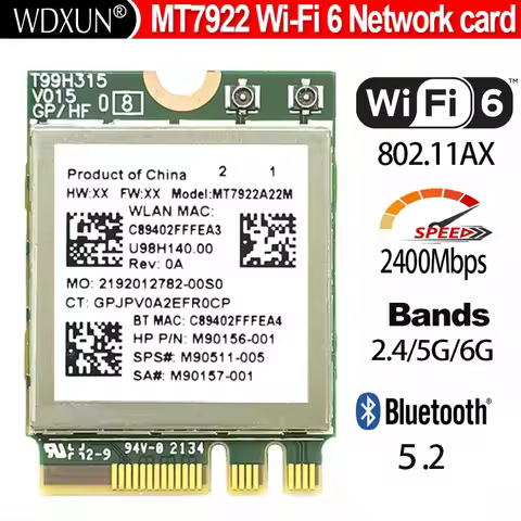 WiFi6E MT7922 MT7922A22M 2400Mbps Wifi Card 2.4/5/6G Bluetooth 5.2 BT5.2 Wireless Adapter Wireless C