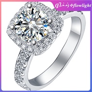 Platinum-plated Moissanite wedding ring fashionable silver-plated white diamond ring 2-carat diamond
