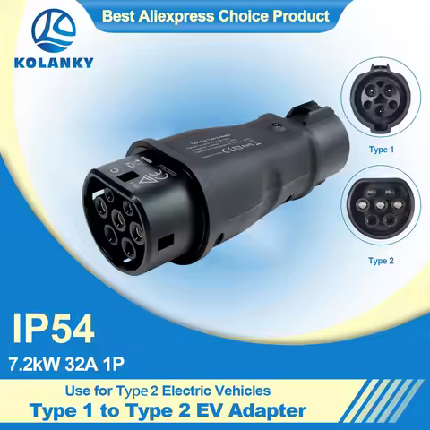 Type1 to Type2 EV Charger Adapter 32A 7.2kw EV Charger Connector SAE J1772 Socket Type 1 To Type 2 A