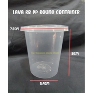 LAVA R8 PP Round Container With Lid (100sets±) R 8 oz Disposable PP Plastic - Bekas Bulat 8oz - kota