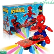 JENNIFERDZ Spider-man Music Toy For Kids Boys for Children Kids Electronic Music Toys Spider Man Anime Action Figures Children's Toys Acousto-optic Stunt Scooters Automatic Flip